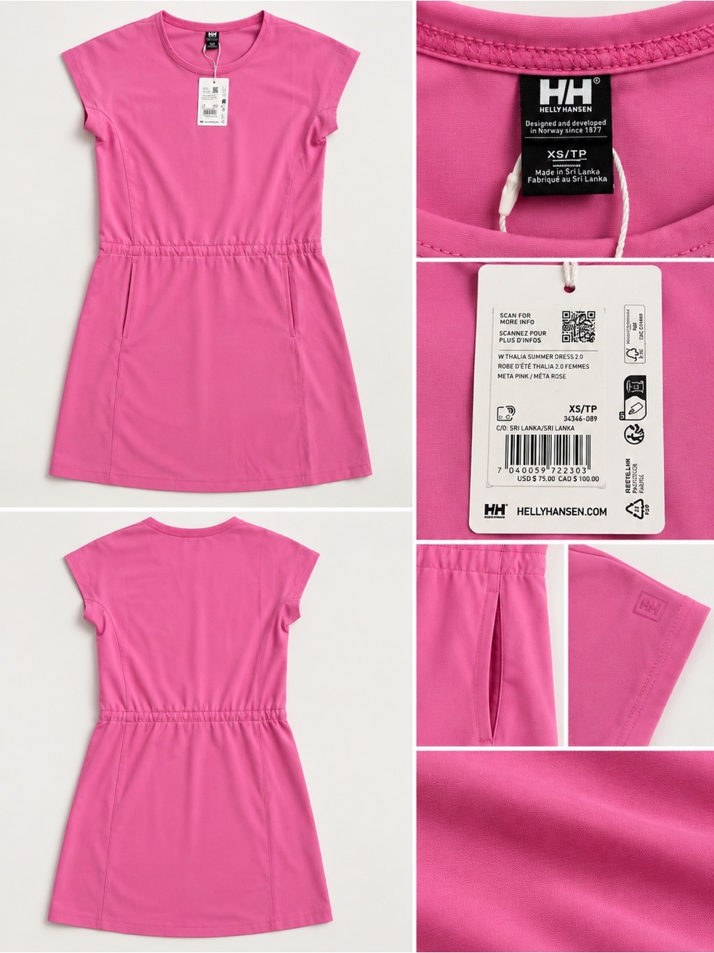 Helly Hansen Pink Cap-Sleeve Mini Dress